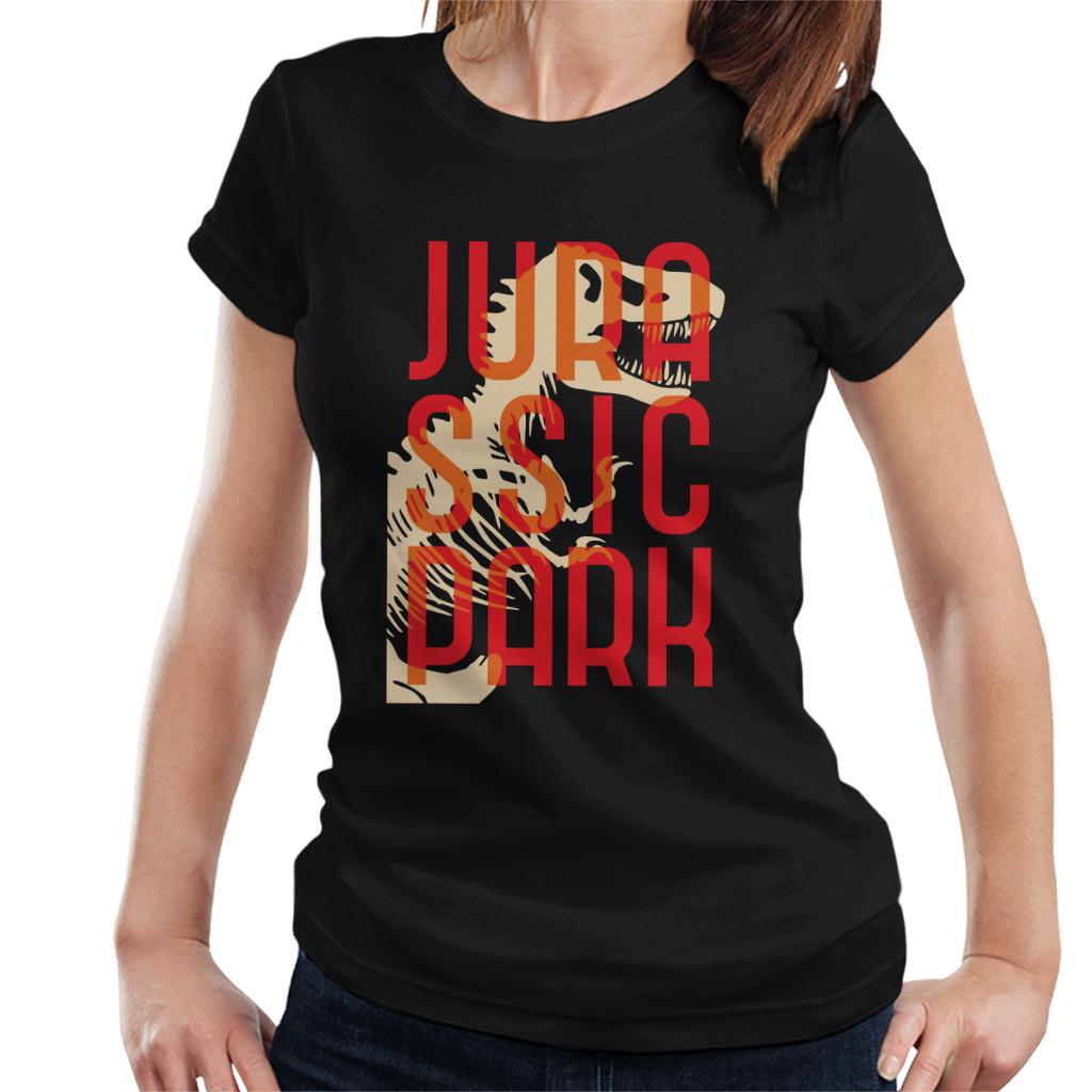 Jurassic Park Oversized Red Text Women's T-Shirt-ALL + EVERY