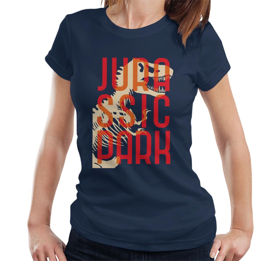 Jurassic Park Oversized Red Text Women's T-Shirt-ALL + EVERY