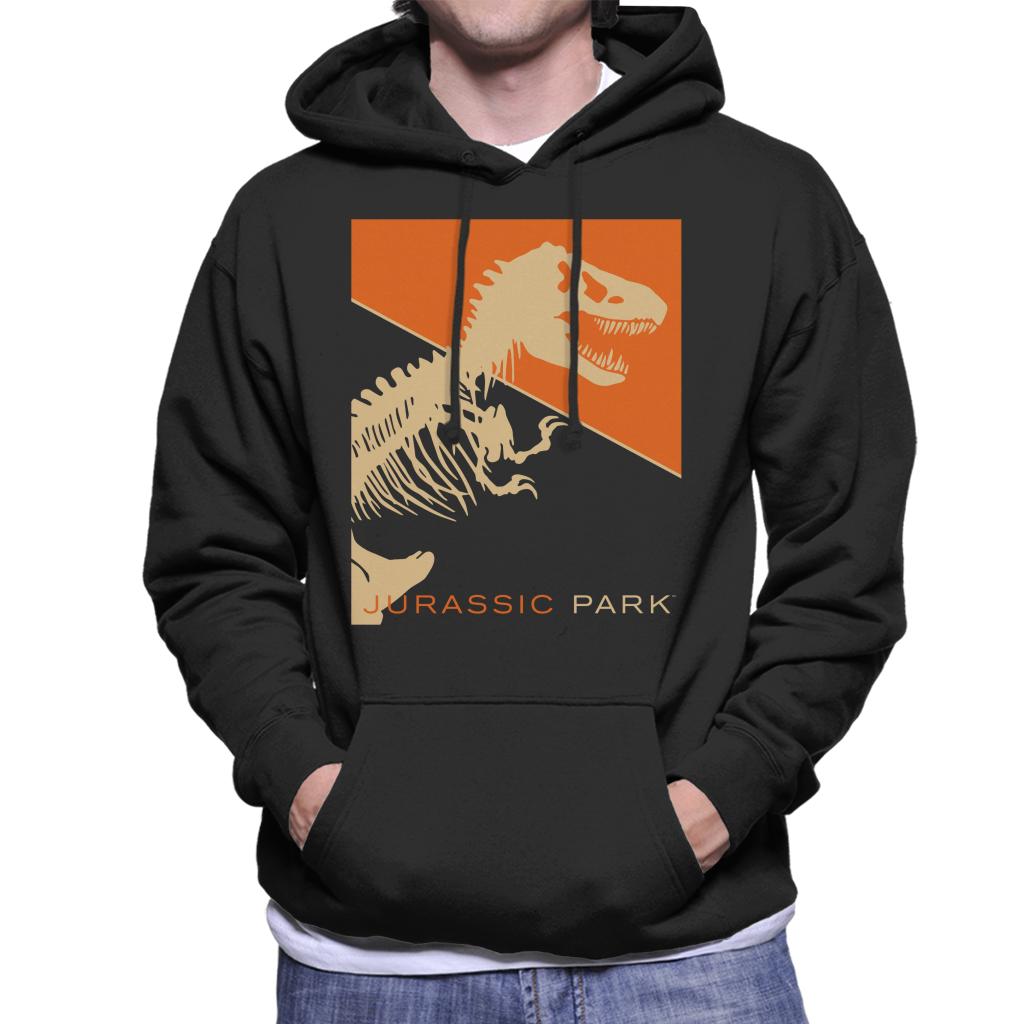 Jurassic Park T Rex Skeleton Orange Background Men's Hooded Sweatshirt-ALL + EVERY