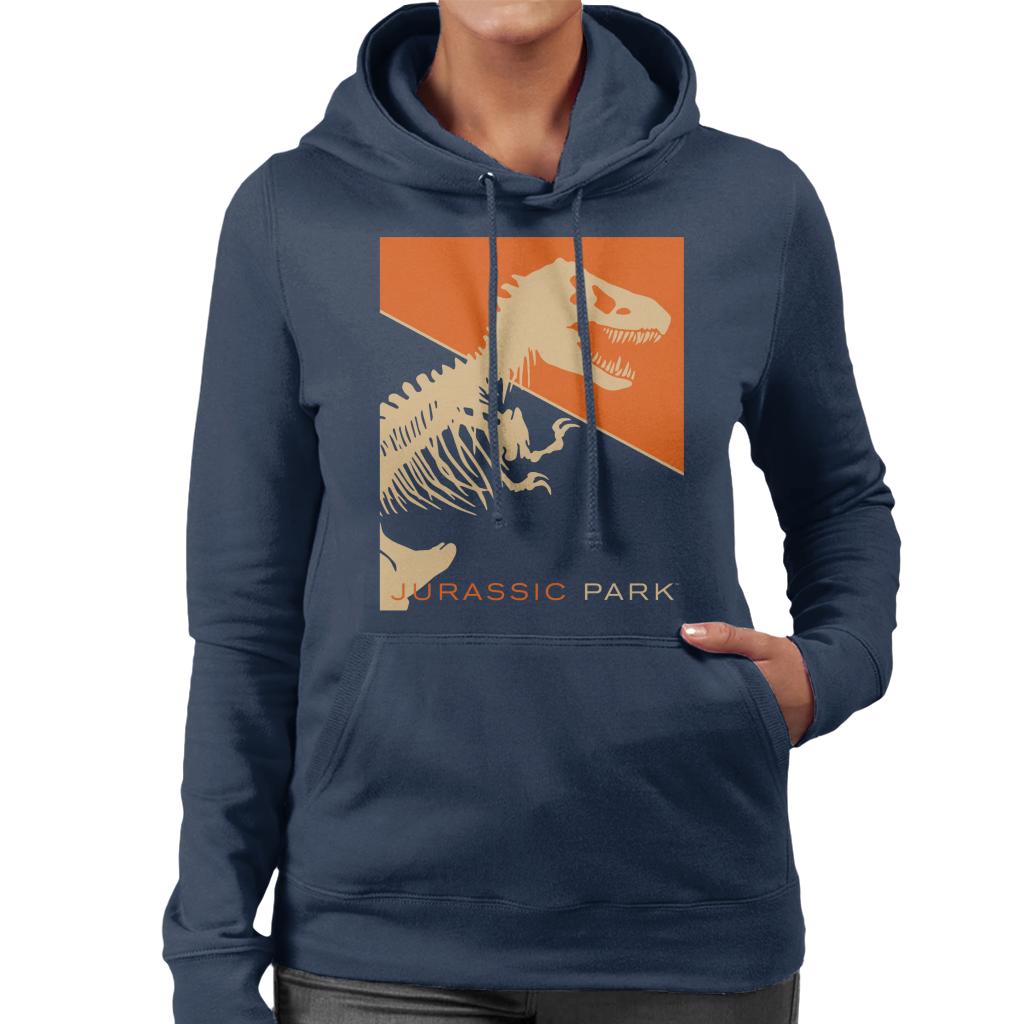 Jurassic Park T Rex Skeleton Orange Background Women's Hooded Sweatshirt-ALL + EVERY