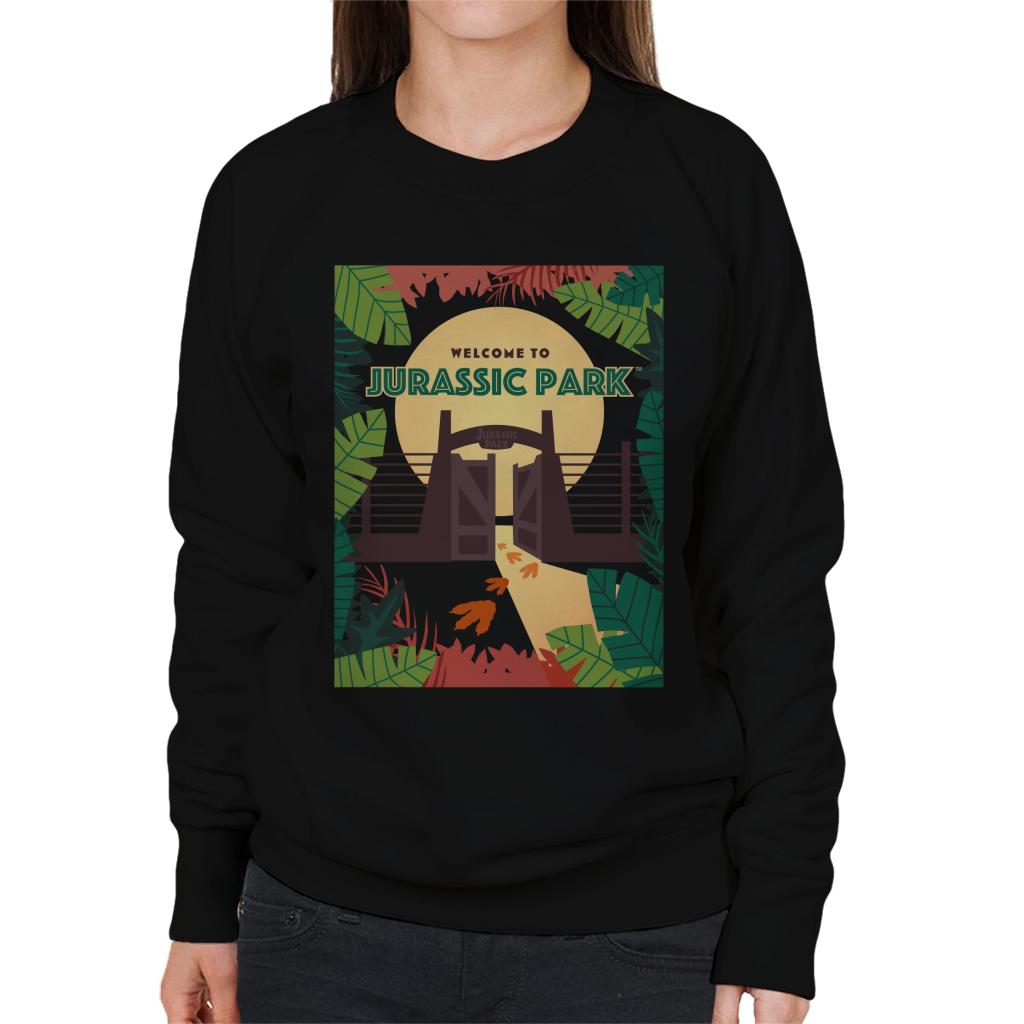 Jurassic Park Welcome To Sign Design Women's Sweatshirt-ALL + EVERY