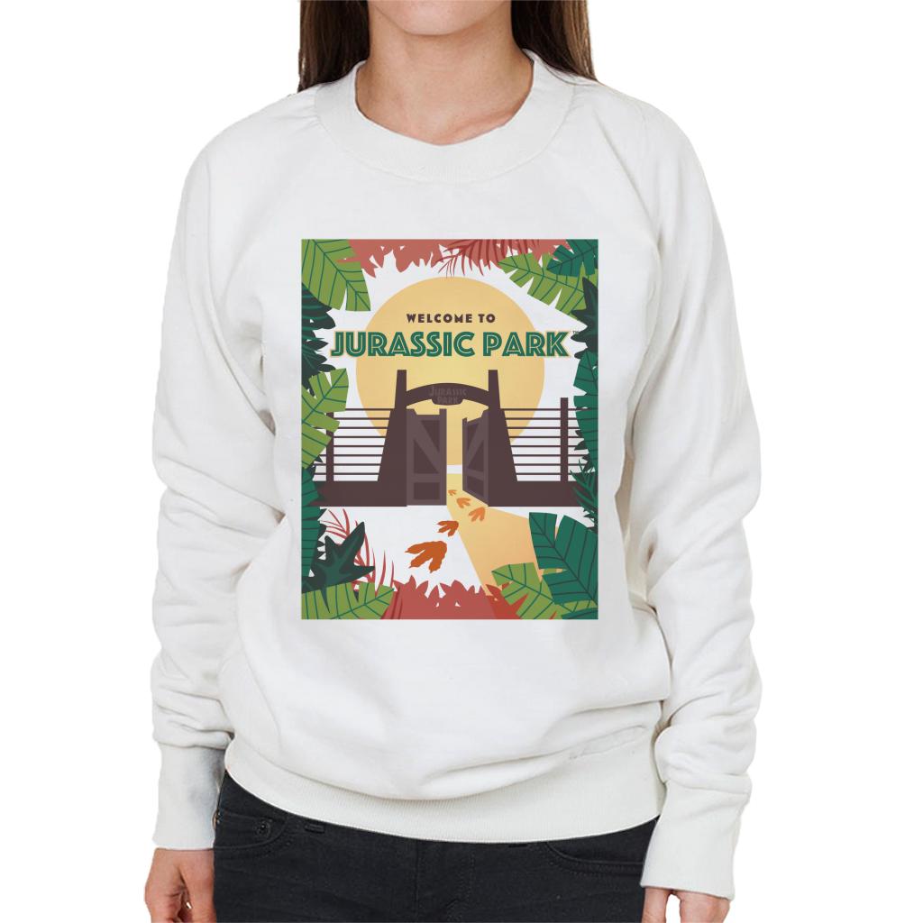 Jurassic Park Welcome To Sign Design Women's Sweatshirt-ALL + EVERY