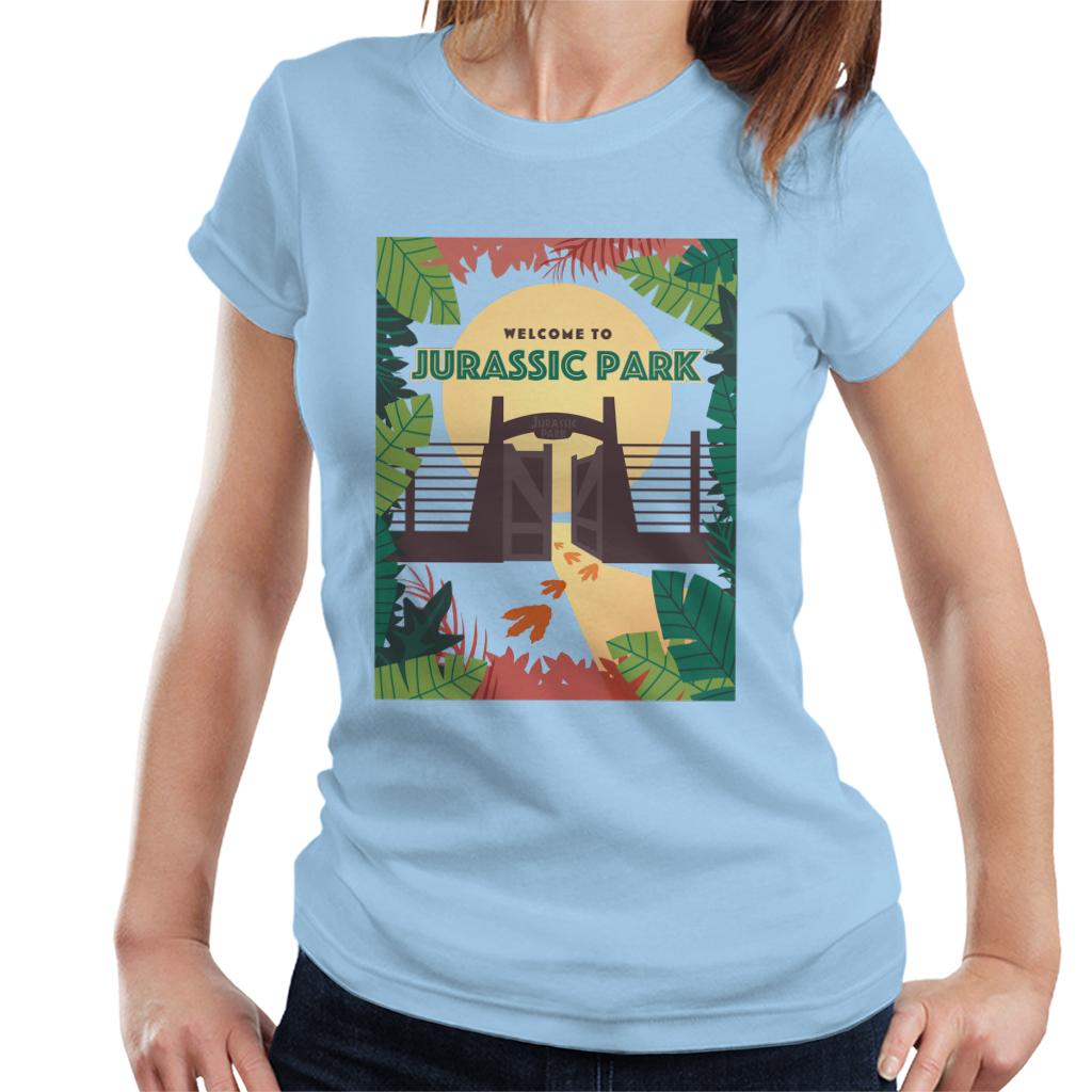 Jurassic Park Welcome To Sign Design Women's T-Shirt-ALL + EVERY