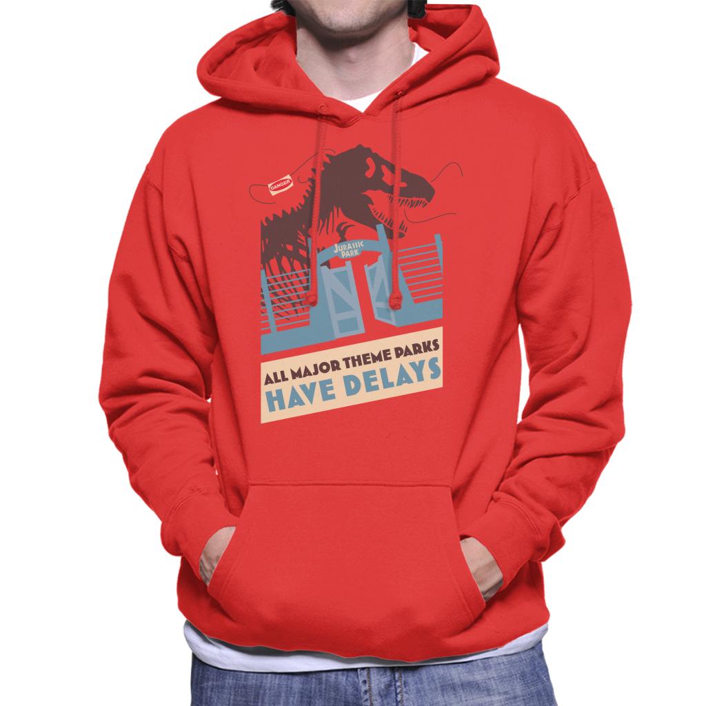 Jurassic Park T Rex All Major Theme Parks Have Delays Men's Hooded Sweatshirt-ALL + EVERY