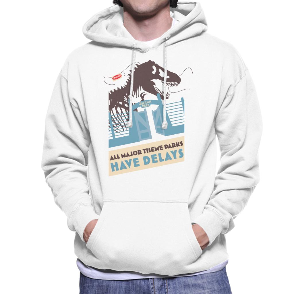 Jurassic Park T Rex All Major Theme Parks Have Delays Men's Hooded Sweatshirt-ALL + EVERY