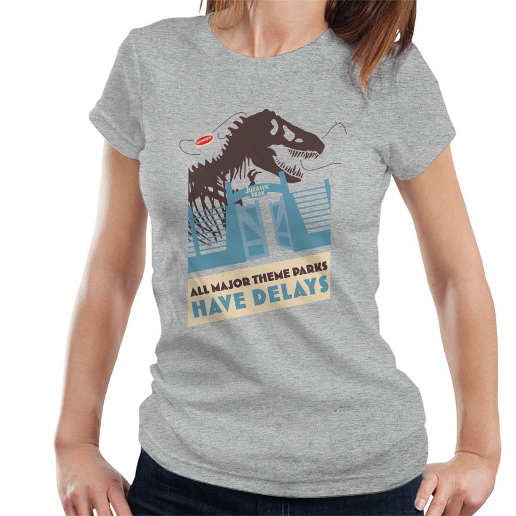 Jurassic Park T Rex All Major Theme Parks Have Delays Women's T-Shirt-ALL + EVERY