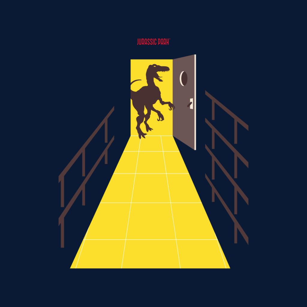 Jurassic Park Velociraptor Opening Door Women's T-Shirt-ALL + EVERY