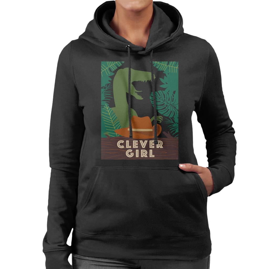 Jurassic Park Velociraptor Silhouette Clever Girl Women's Hooded Sweatshirt-ALL + EVERY