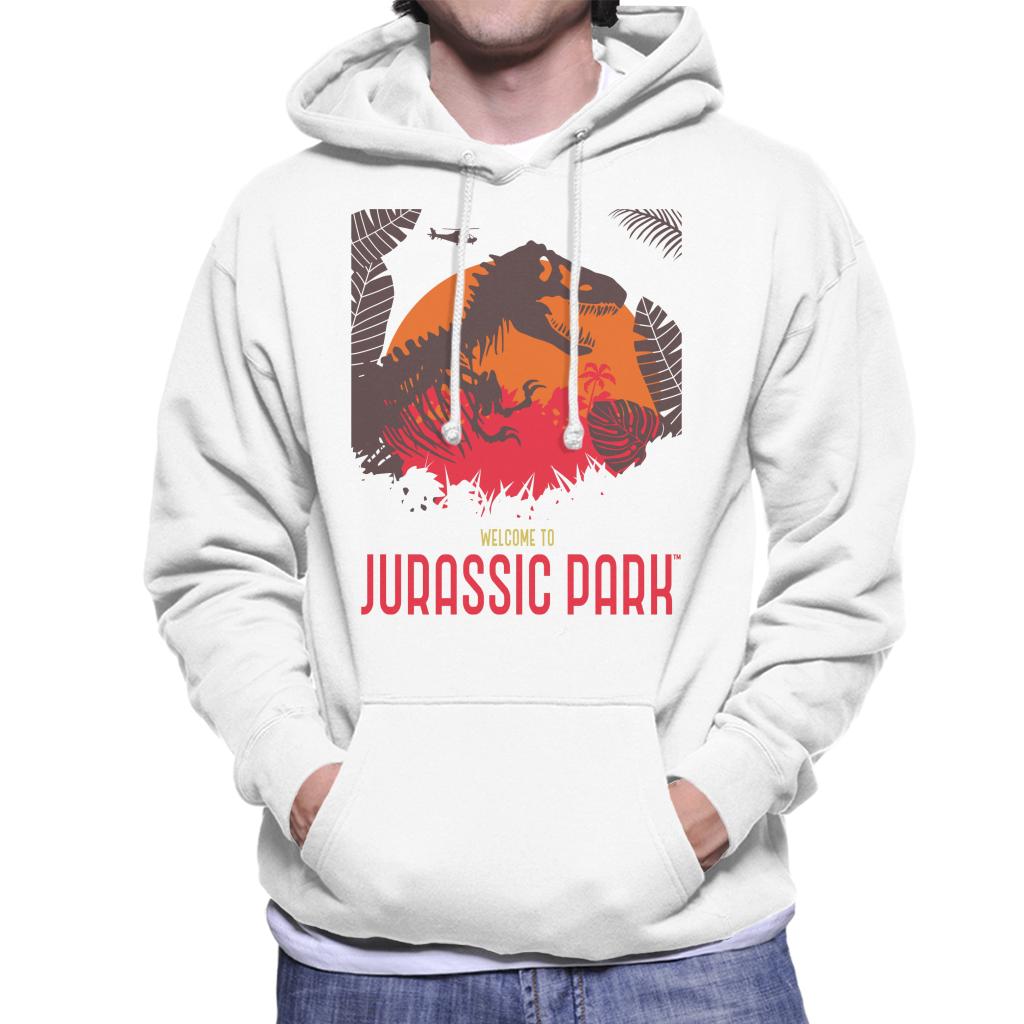 Jurassic Park Welcome To Jurassic Park T Rex Silhouette Men's Hooded Sweatshirt-ALL + EVERY