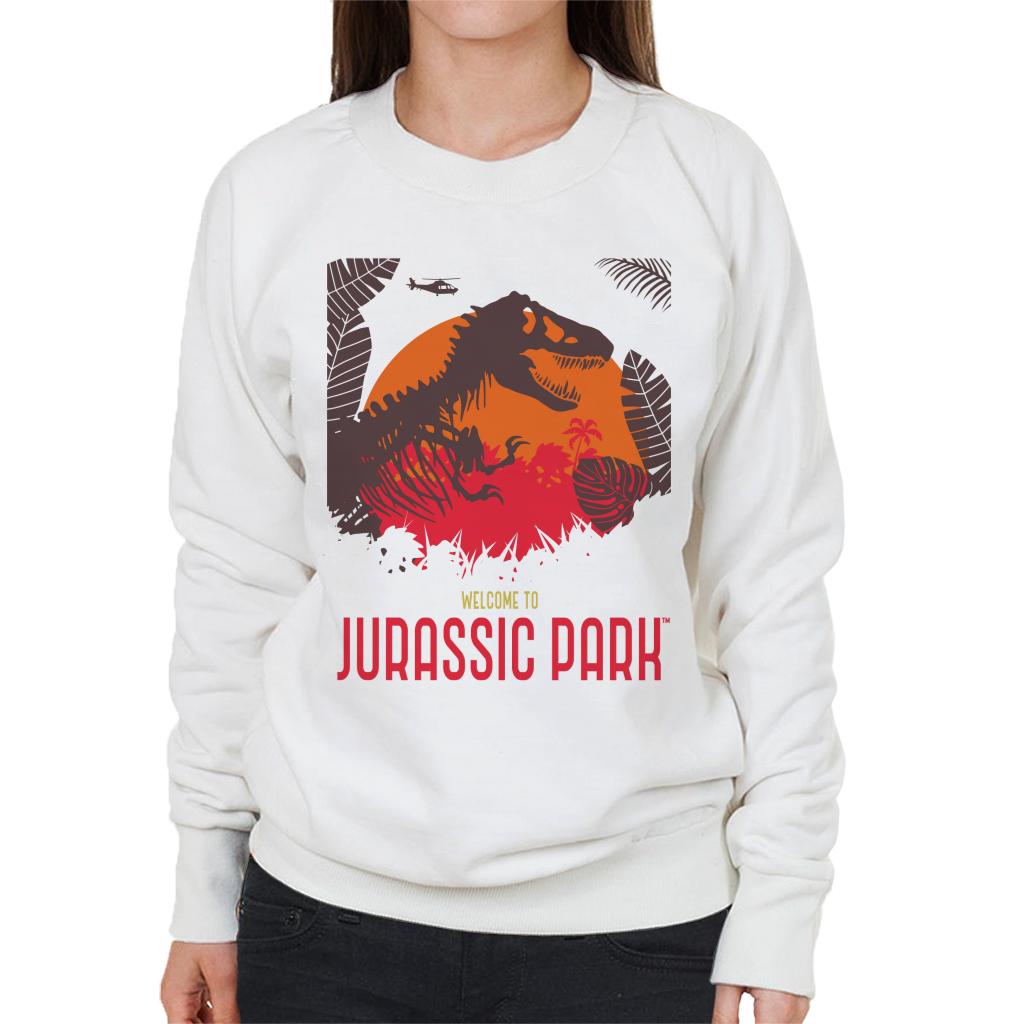 Jurassic Park Welcome To Jurassic Park T Rex Silhouette Women's Sweatshirt-ALL + EVERY