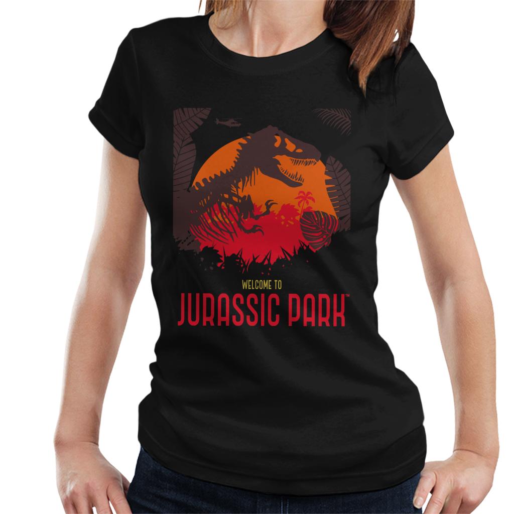 Jurassic Park Welcome To Jurassic Park T Rex Silhouette Women's T-Shirt-ALL + EVERY