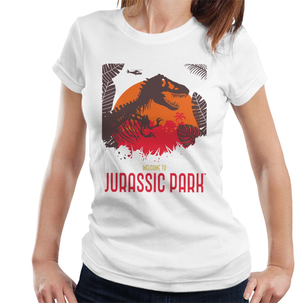 Jurassic Park Welcome To Jurassic Park T Rex Silhouette Women's T-Shirt-ALL + EVERY