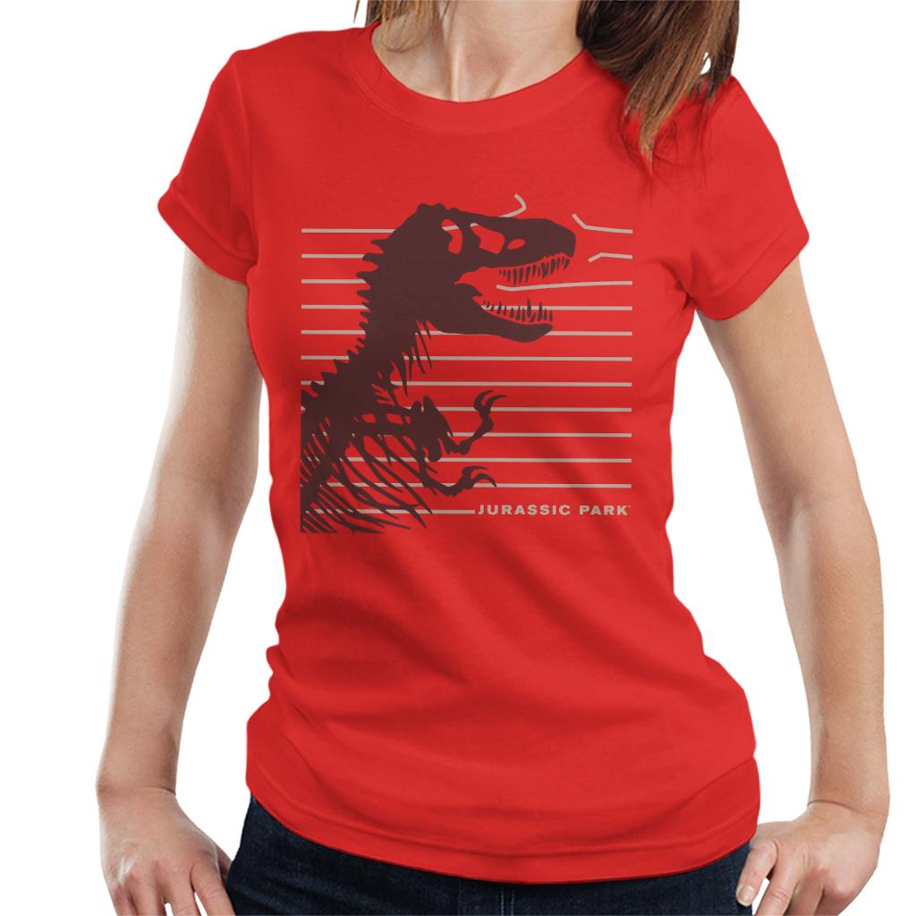 Jurassic Park T Rex Skeleton Destroying Wire Women's T-Shirt-ALL + EVERY