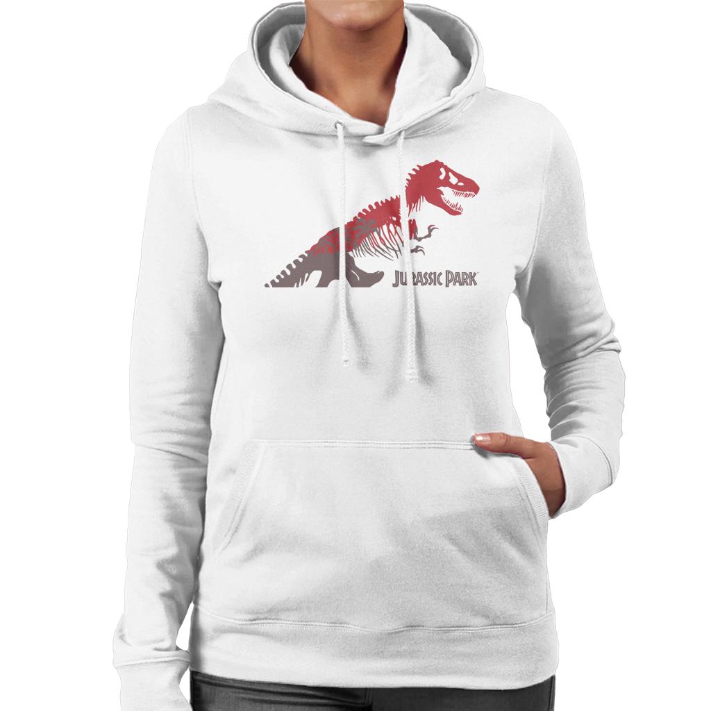 Jurassic Park T Rex Red Skeleton Silhouette Women's Hooded Sweatshirt-ALL + EVERY