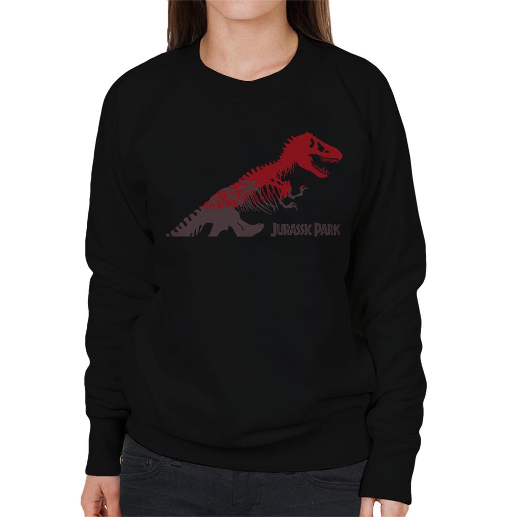 Jurassic Park T Rex Red Skeleton Silhouette Women's Sweatshirt-ALL + EVERY