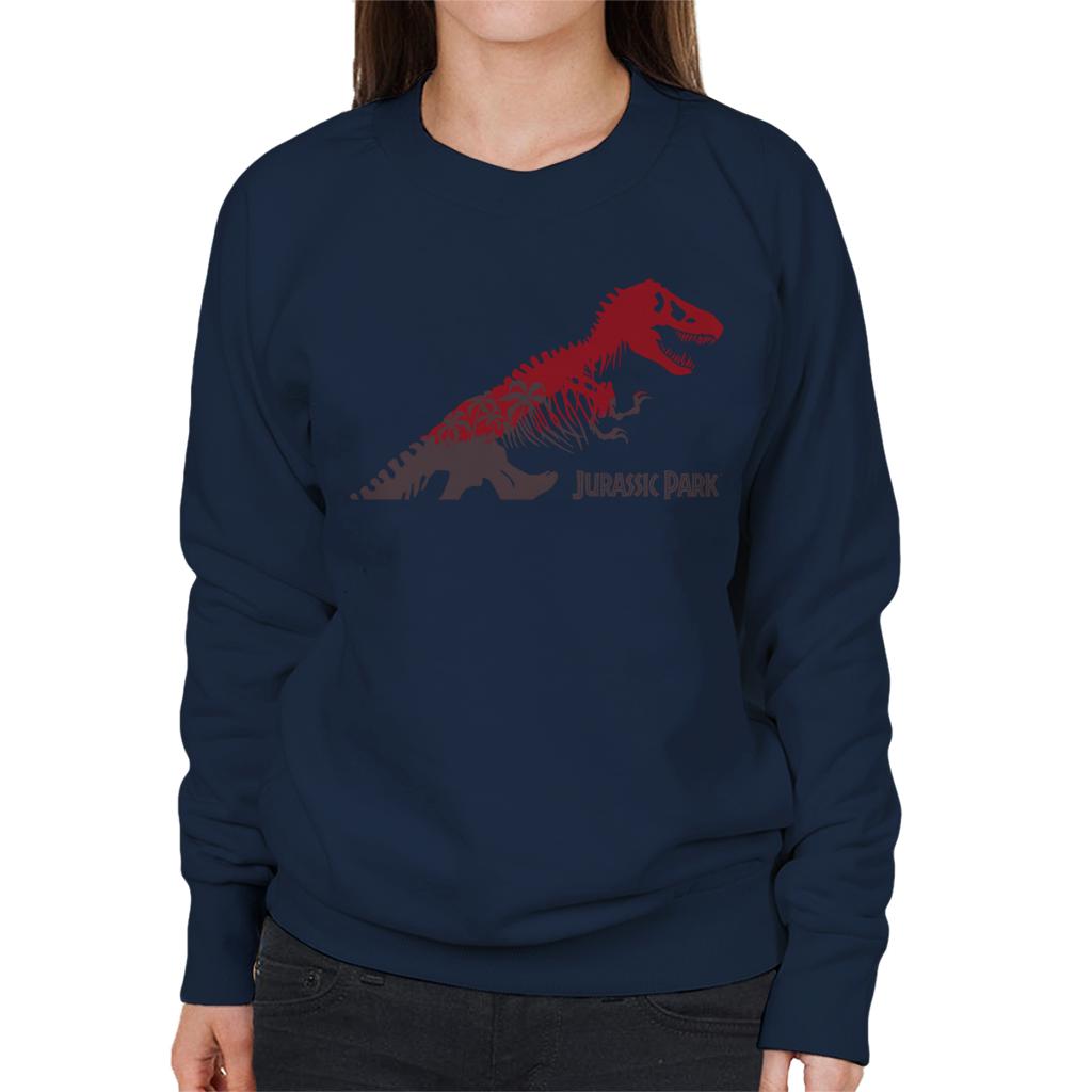 Jurassic Park T Rex Red Skeleton Silhouette Women's Sweatshirt-ALL + EVERY