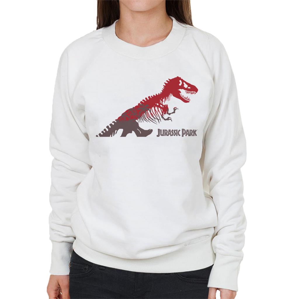 Jurassic Park T Rex Red Skeleton Silhouette Women's Sweatshirt-ALL + EVERY