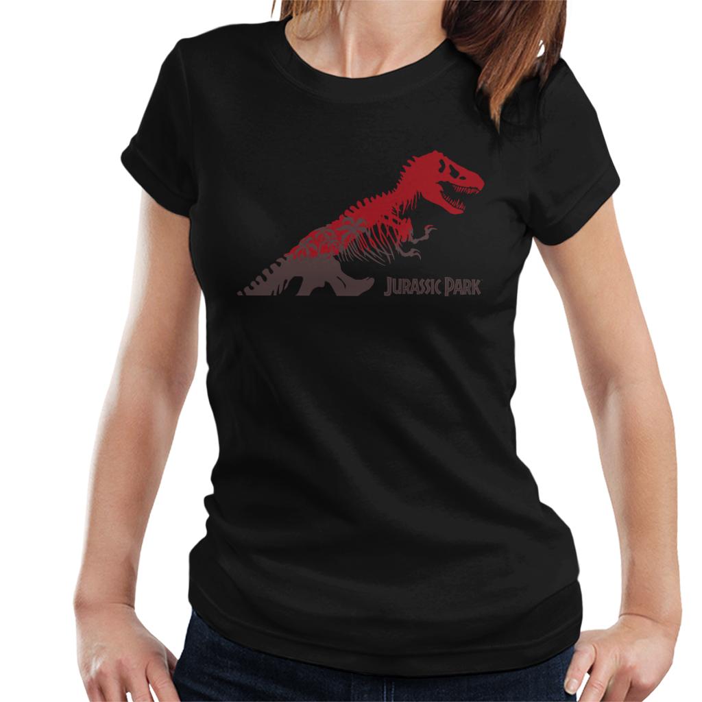 Jurassic Park T Rex Red Skeleton Silhouette Women's T-Shirt-ALL + EVERY