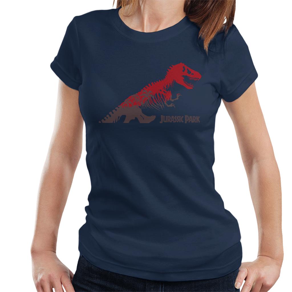 Jurassic Park T Rex Red Skeleton Silhouette Women's T-Shirt-ALL + EVERY