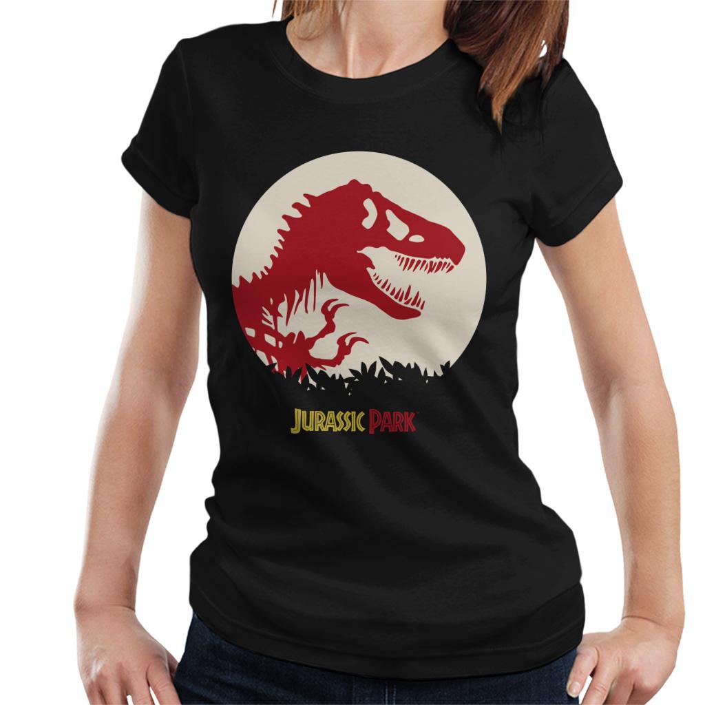 Jurassic Park T Rex Red Skeleton Icon Women's T-Shirt-ALL + EVERY