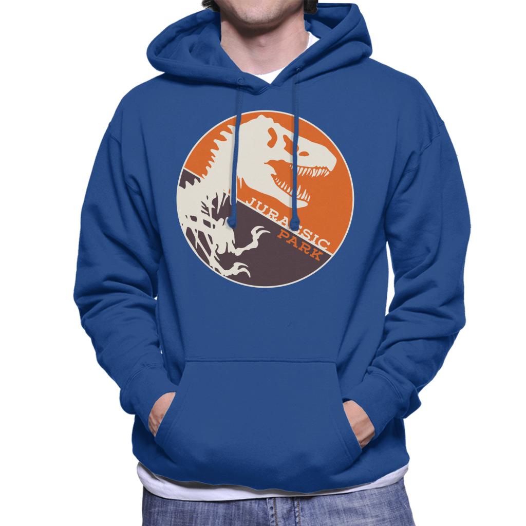 Jurassic Park T Rex Orange Background Skeleton Silhouette Men's Hooded Sweatshirt-ALL + EVERY