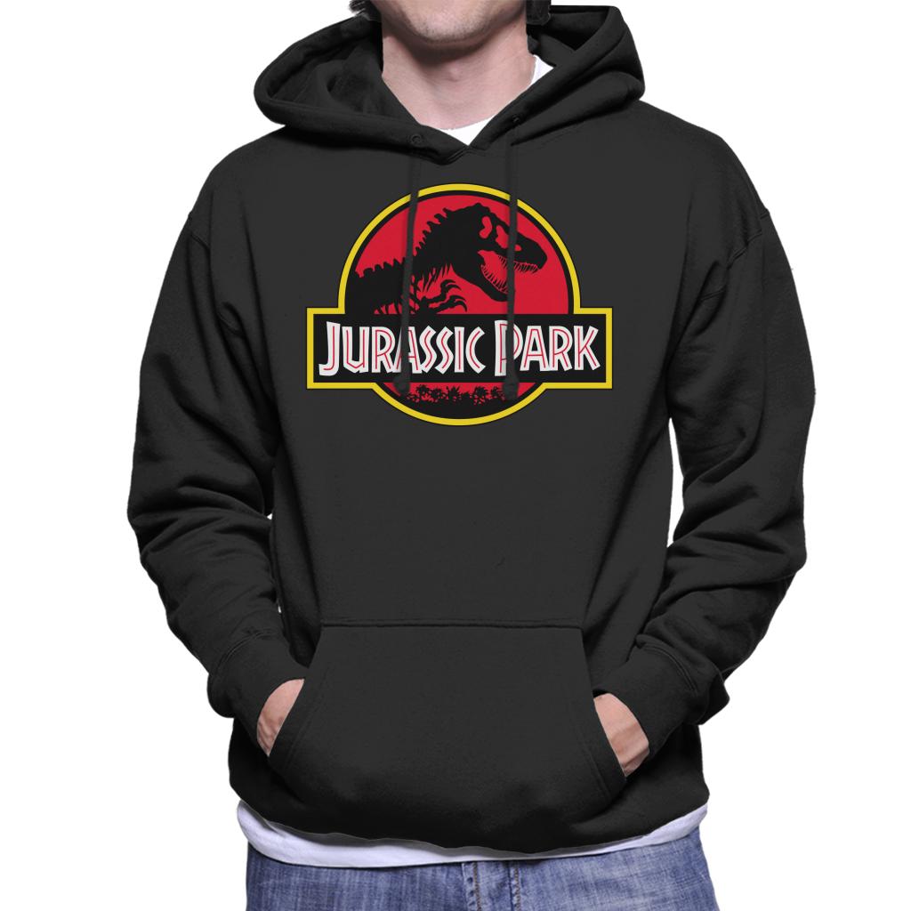 Jurassic Park Classic Yellow Outline Logo Men's Hooded Sweatshirt-ALL + EVERY