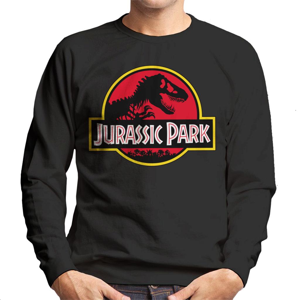 Jurassic Park Classic Yellow Outline Logo Men's Sweatshirt-ALL + EVERY