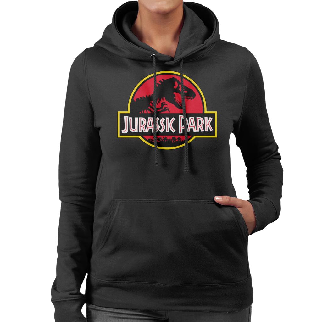 Jurassic Park Classic Yellow Outline Logo Women's Hooded Sweatshirt-ALL + EVERY