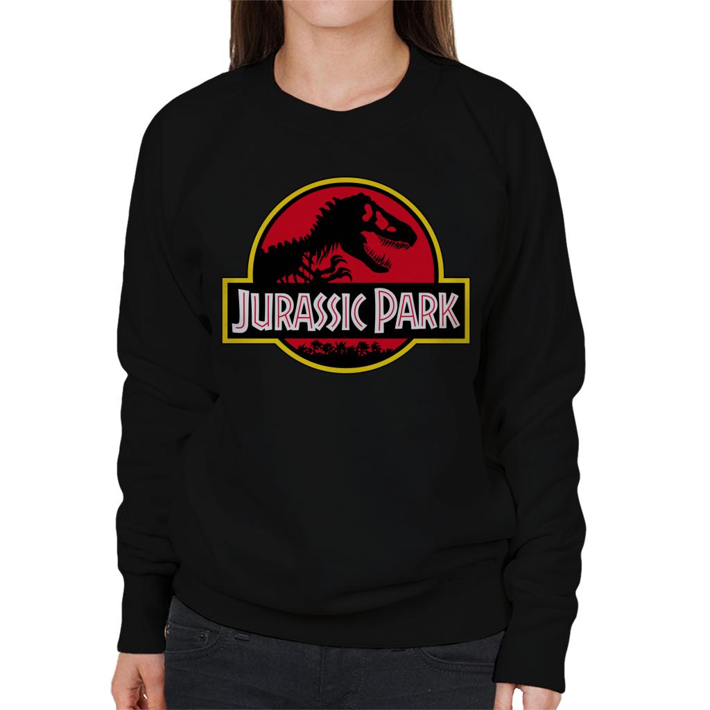 Jurassic Park Classic Yellow Outline Logo Women's Sweatshirt-ALL + EVERY