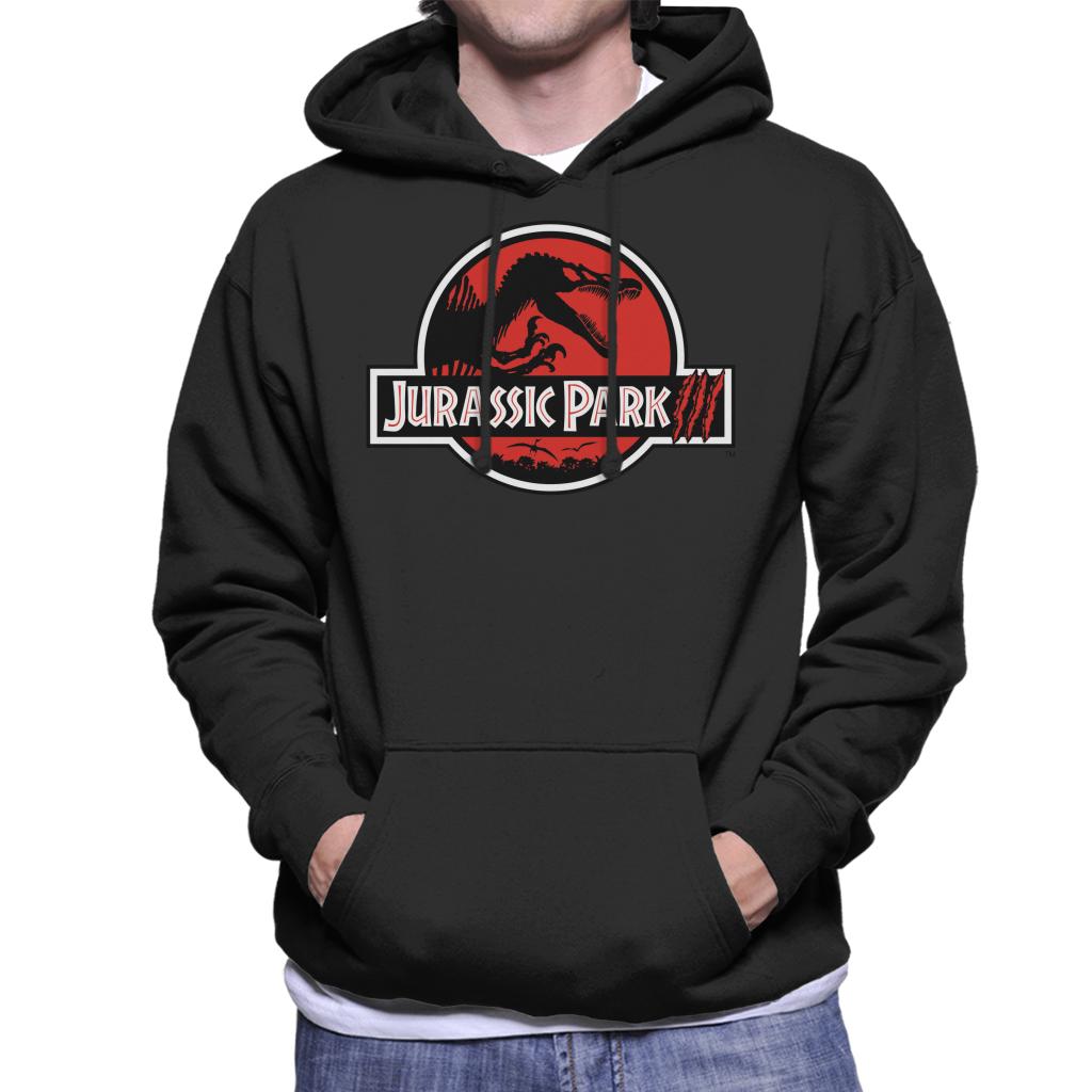 Jurassic Park White Outline Claw Marks Logo Men's Hooded Sweatshirt-ALL + EVERY