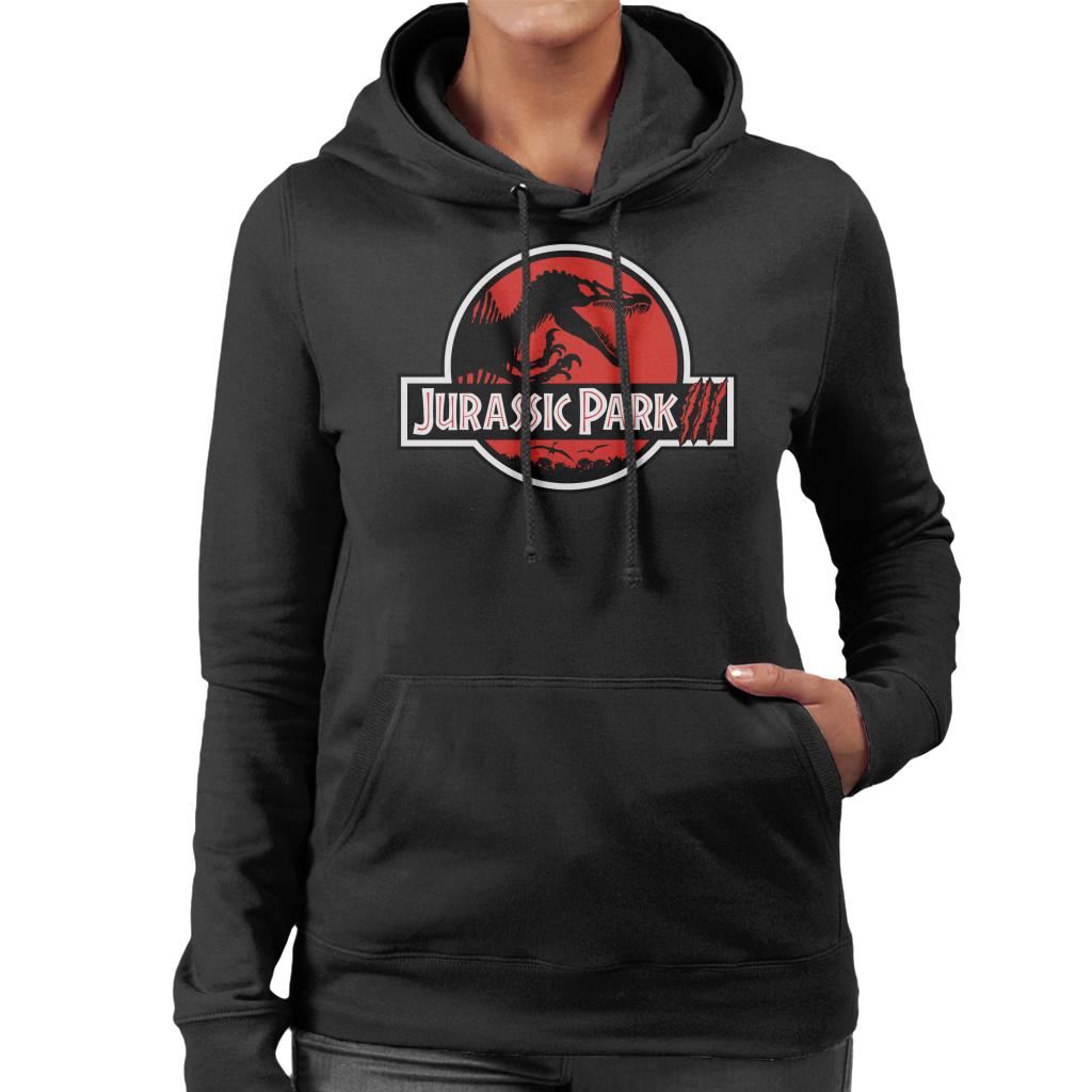 Jurassic Park White Outline Claw Marks Logo Women's Hooded Sweatshirt-ALL + EVERY