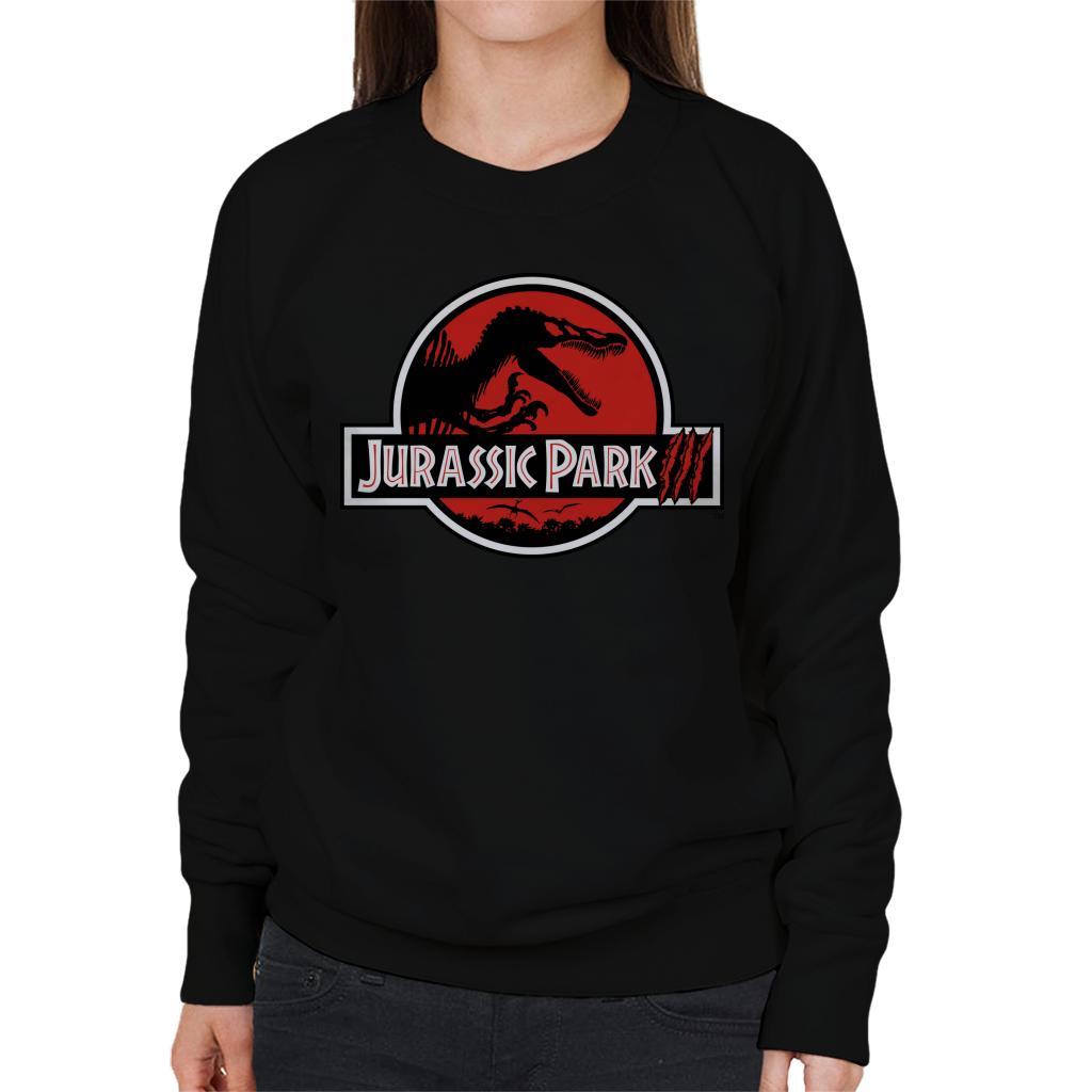 Jurassic Park White Outline Claw Marks Logo Women's Sweatshirt-ALL + EVERY