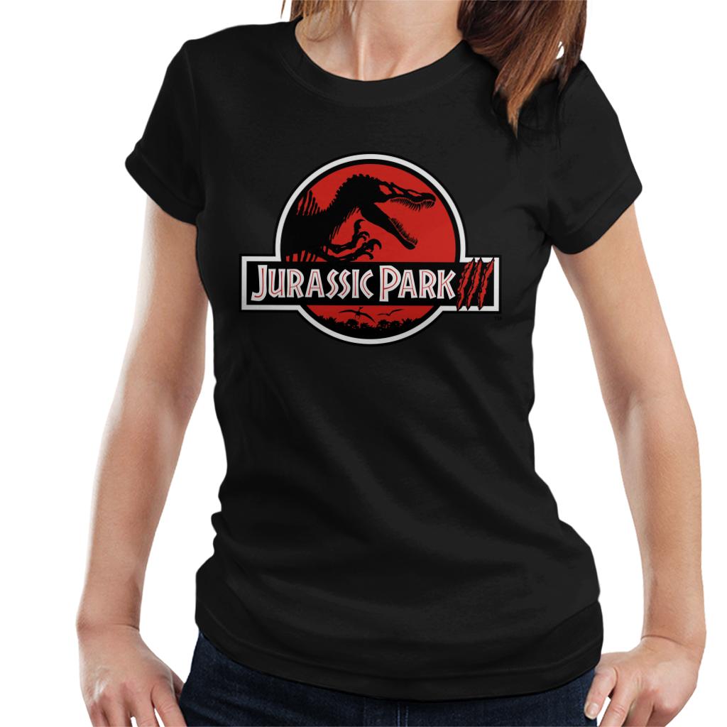 Jurassic Park White Outline Claw Marks Logo Women's T-Shirt-ALL + EVERY