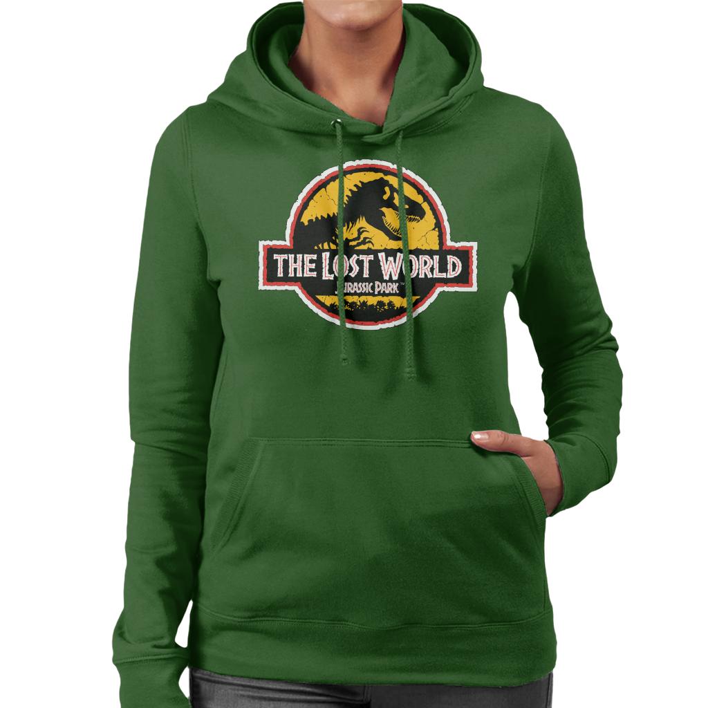 Jurassic Park The Lost World White Outline Logo Women's Hooded Sweatshirt-ALL + EVERY