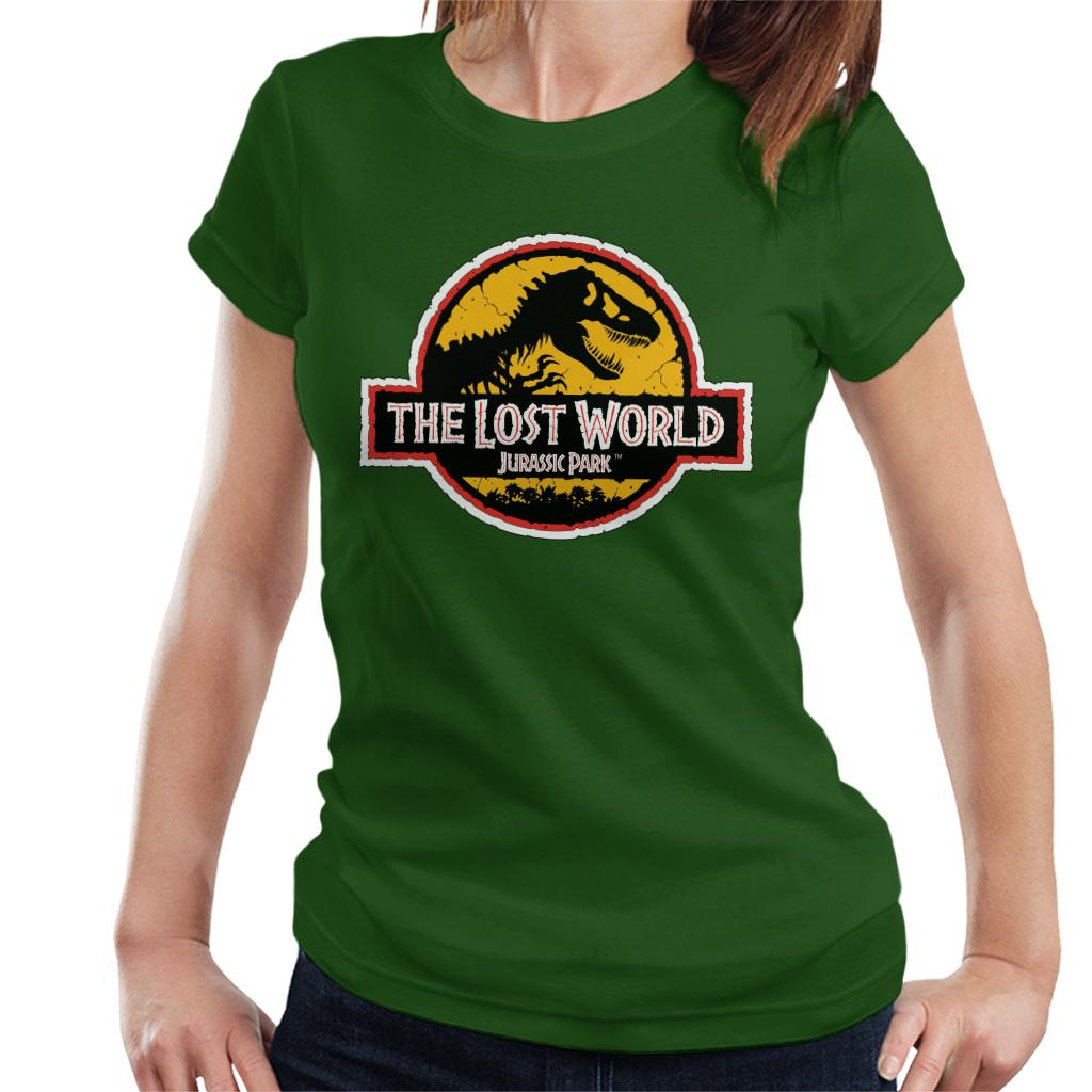 Jurassic Park The Lost World White Outline Logo Women's T-Shirt-ALL + EVERY