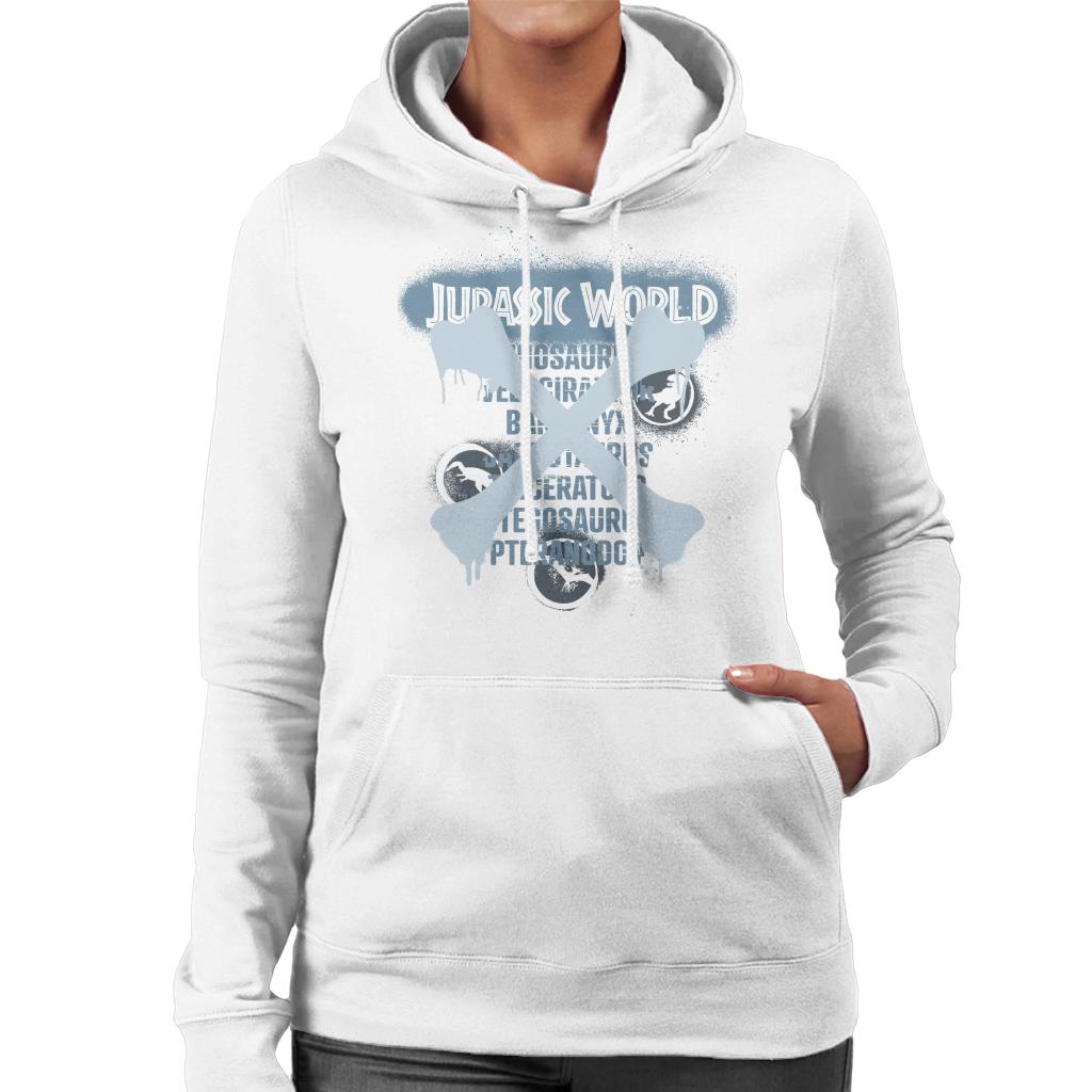 Jurassic World Types Of Dinosaurs Women's Hooded Sweatshirt-ALL + EVERY