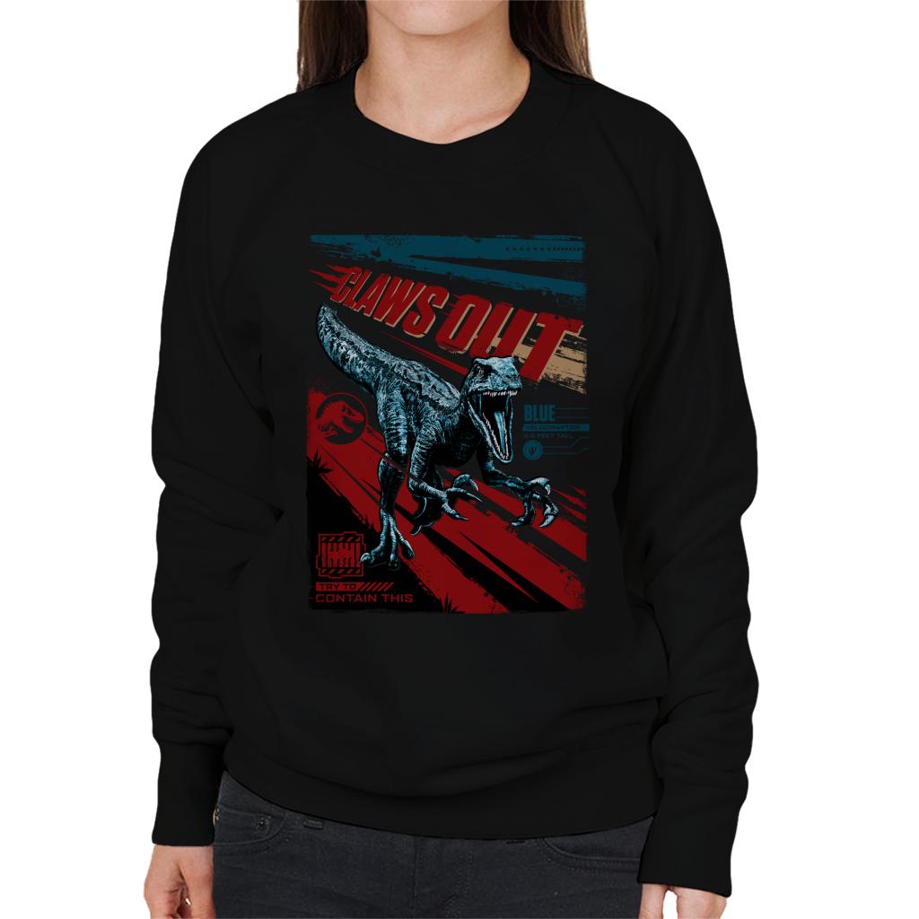 Jurassic World Blue Velociraptor Claws Out Women's Sweatshirt-ALL + EVERY