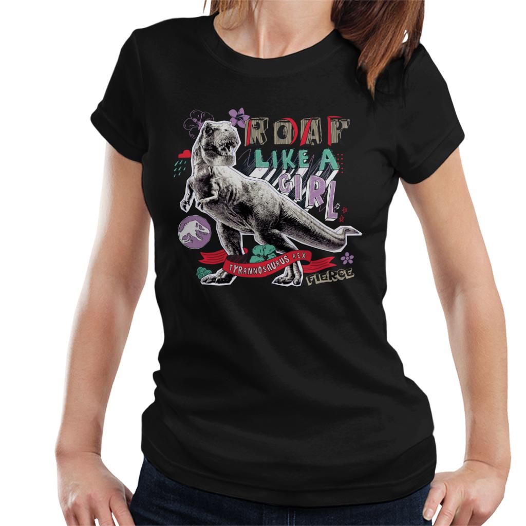 Jurassic Park Tyrannosaurus Rex Roar Like A Girl Women's T-Shirt-ALL + EVERY