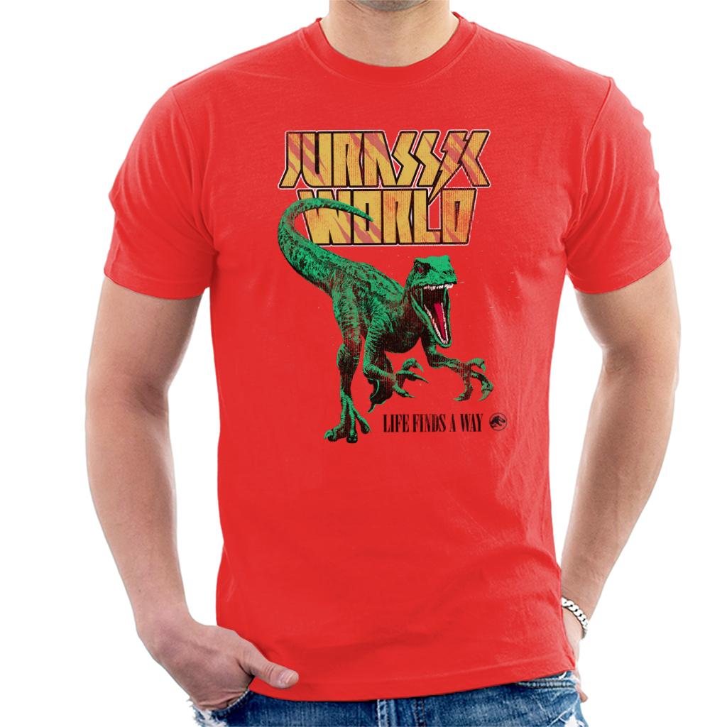 Jurassic World Velociraptor Life Finds A Way Men's T-Shirt-ALL + EVERY