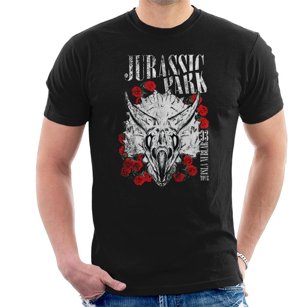 Jurassic Park Triceratops Roses Men's T-Shirt-ALL + EVERY