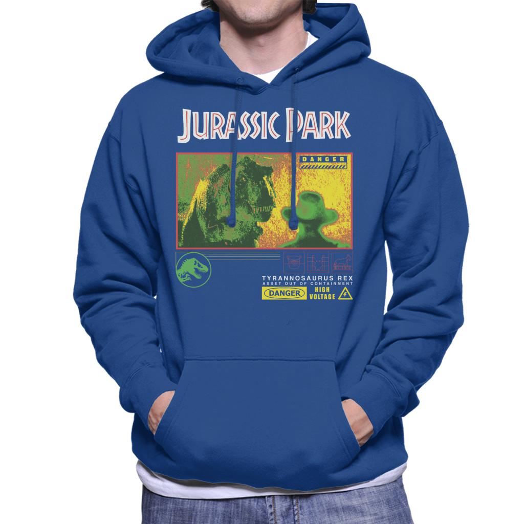 Jurassic Park T Rex Danger High Voltage Men's Hooded Sweatshirt-ALL + EVERY