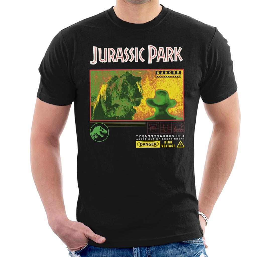 Jurassic Park T Rex Danger High Voltage Men's T-Shirt-ALL + EVERY