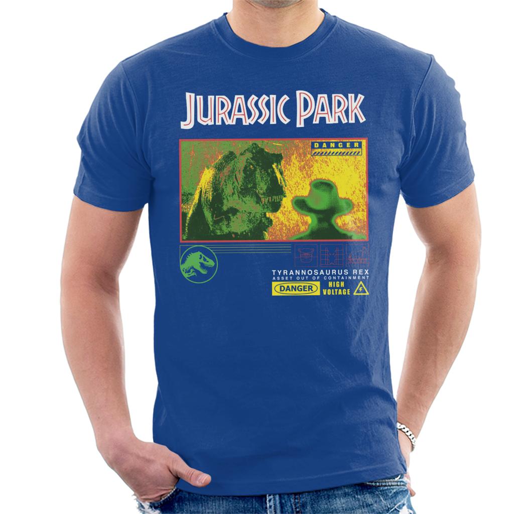 Jurassic Park T Rex Danger High Voltage Men's T-Shirt-ALL + EVERY