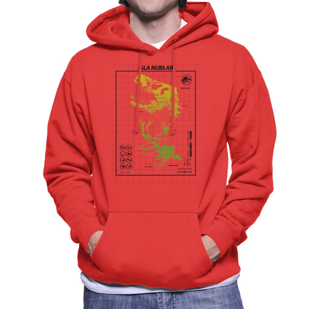 Jurassic Park Isla Nublar T Rex Map Men's Hooded Sweatshirt-ALL + EVERY