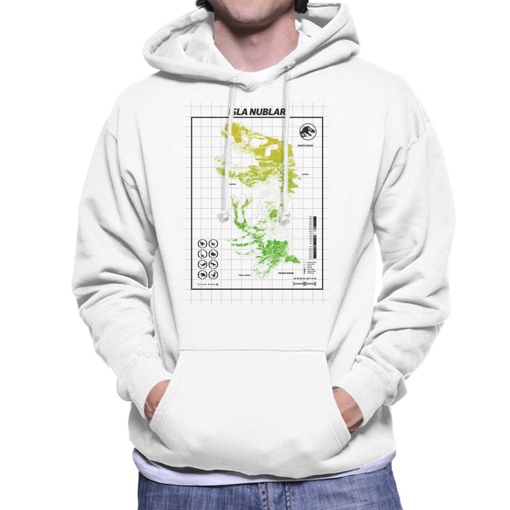 Jurassic Park Isla Nublar T Rex Map Men's Hooded Sweatshirt-ALL + EVERY