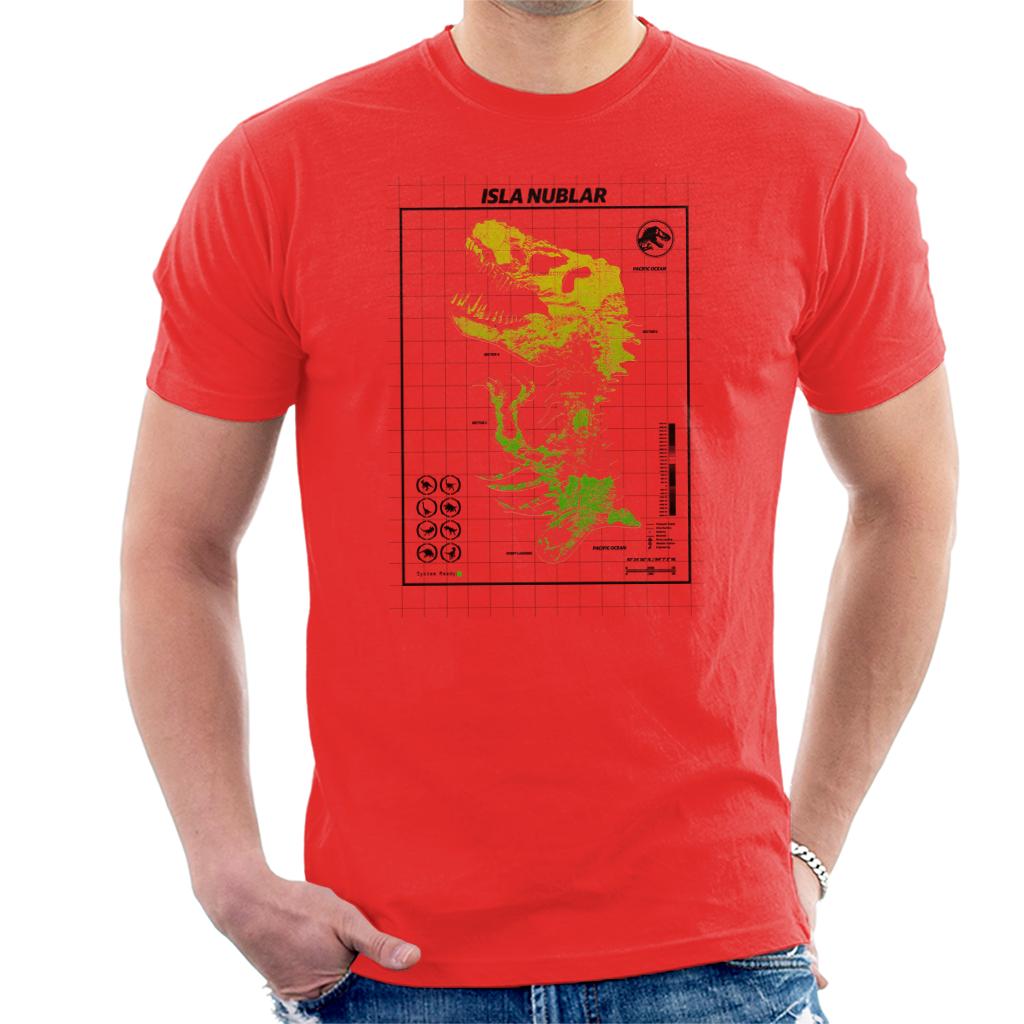 Jurassic Park Isla Nublar T Rex Map Men's T-Shirt-ALL + EVERY