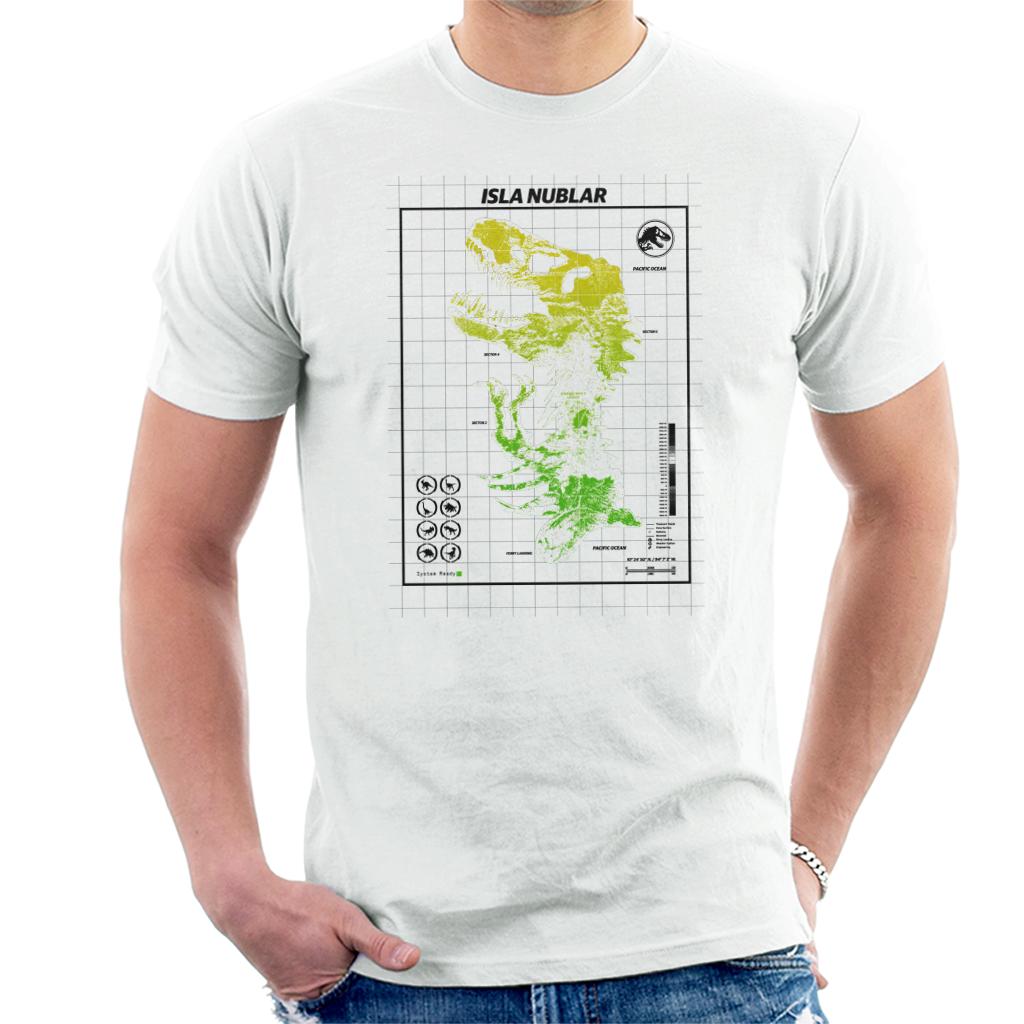 Jurassic Park Isla Nublar T Rex Map Men's T-Shirt-ALL + EVERY