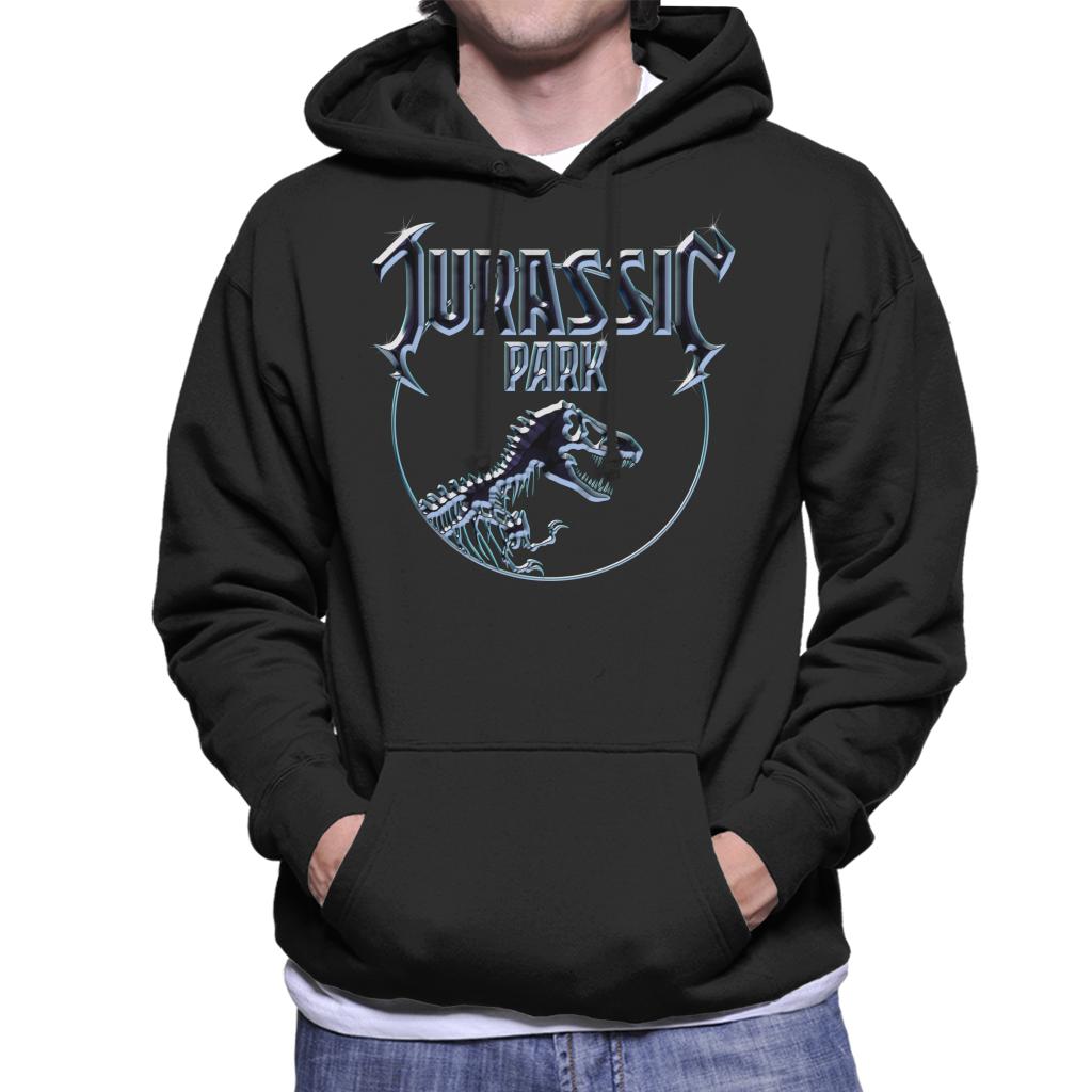 Jurassic Park Chrome Logo Men's Hooded Sweatshirt-ALL + EVERY