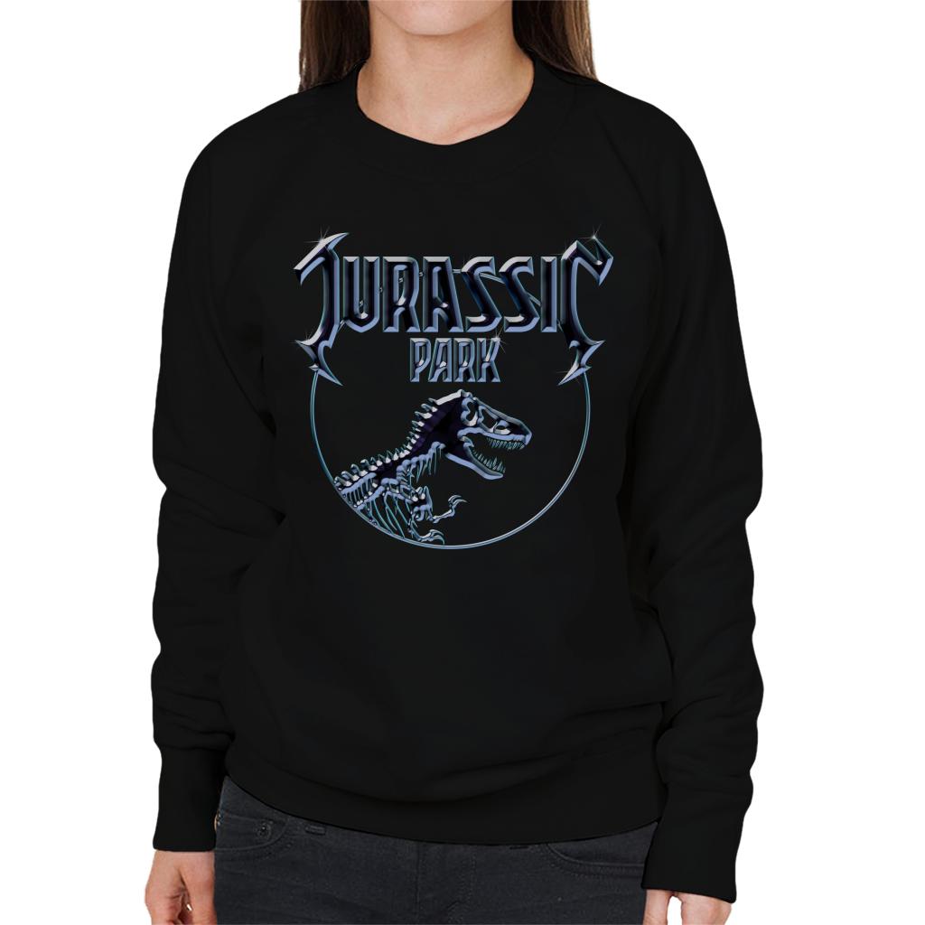 Jurassic Park Chrome Logo Women's Sweatshirt-ALL + EVERY