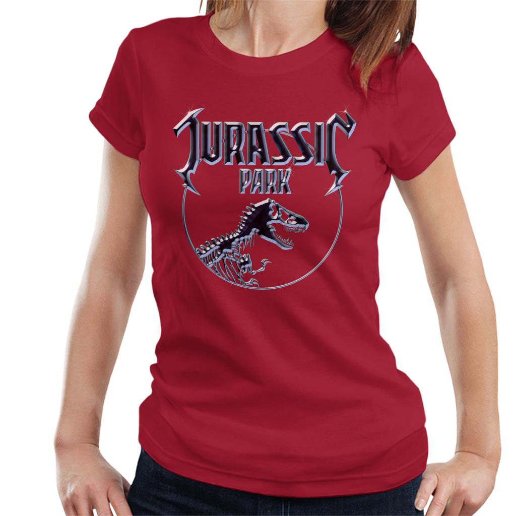 Jurassic Park Chrome Logo Women's T-Shirt-ALL + EVERY